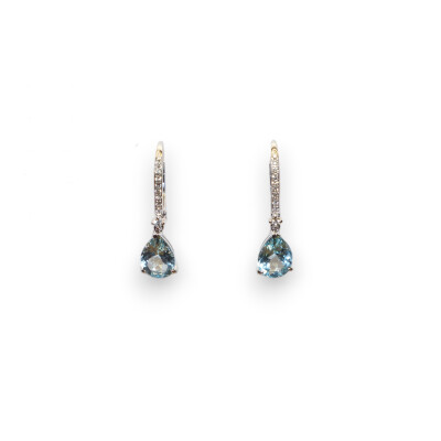 Boucles D'oreilles Topaze, Or Blanc