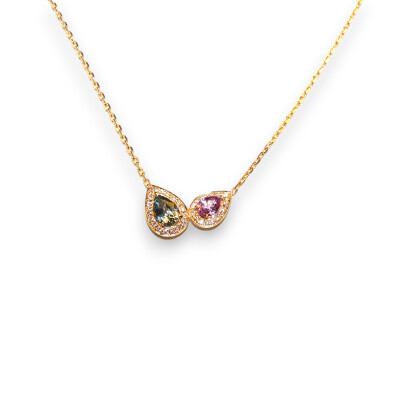 Collier Saphir et Diamants, Or Rose