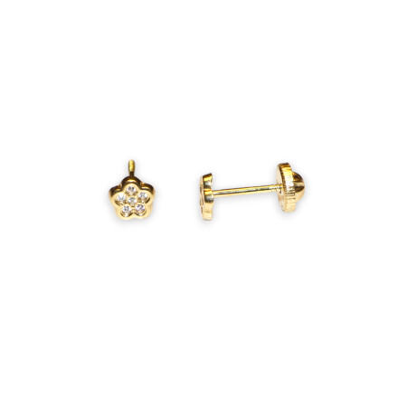 Boucles D'oreilles Oxydes de Zirconium, Or Jaune