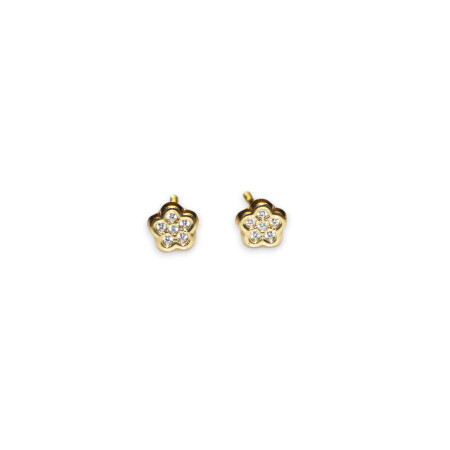 Boucles D'oreilles Oxydes de Zirconium, Or Jaune