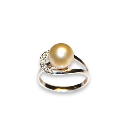 Bague Perle mer du sud, Or Blanc Diamants