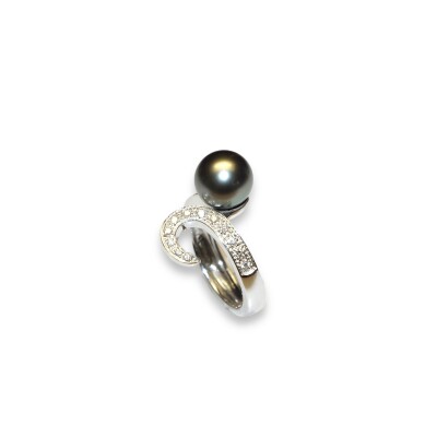 Bague Pacôma Perle de Tahiti et Diamants, Or Blanc