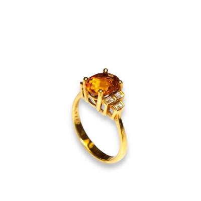 Bague Citrine et Diamants, Or Jaune