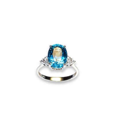 Bague Topaze et Diamants, Or Blanc