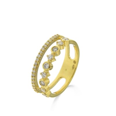 Bague Multiples Anneaux, Diamants Or Jaune