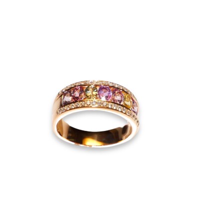 Bague Saphir Rose et Diamants