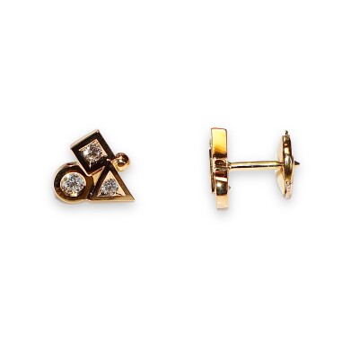 Boucles D’oreilles Trilogie Cubisme Diamants, Or Jaune