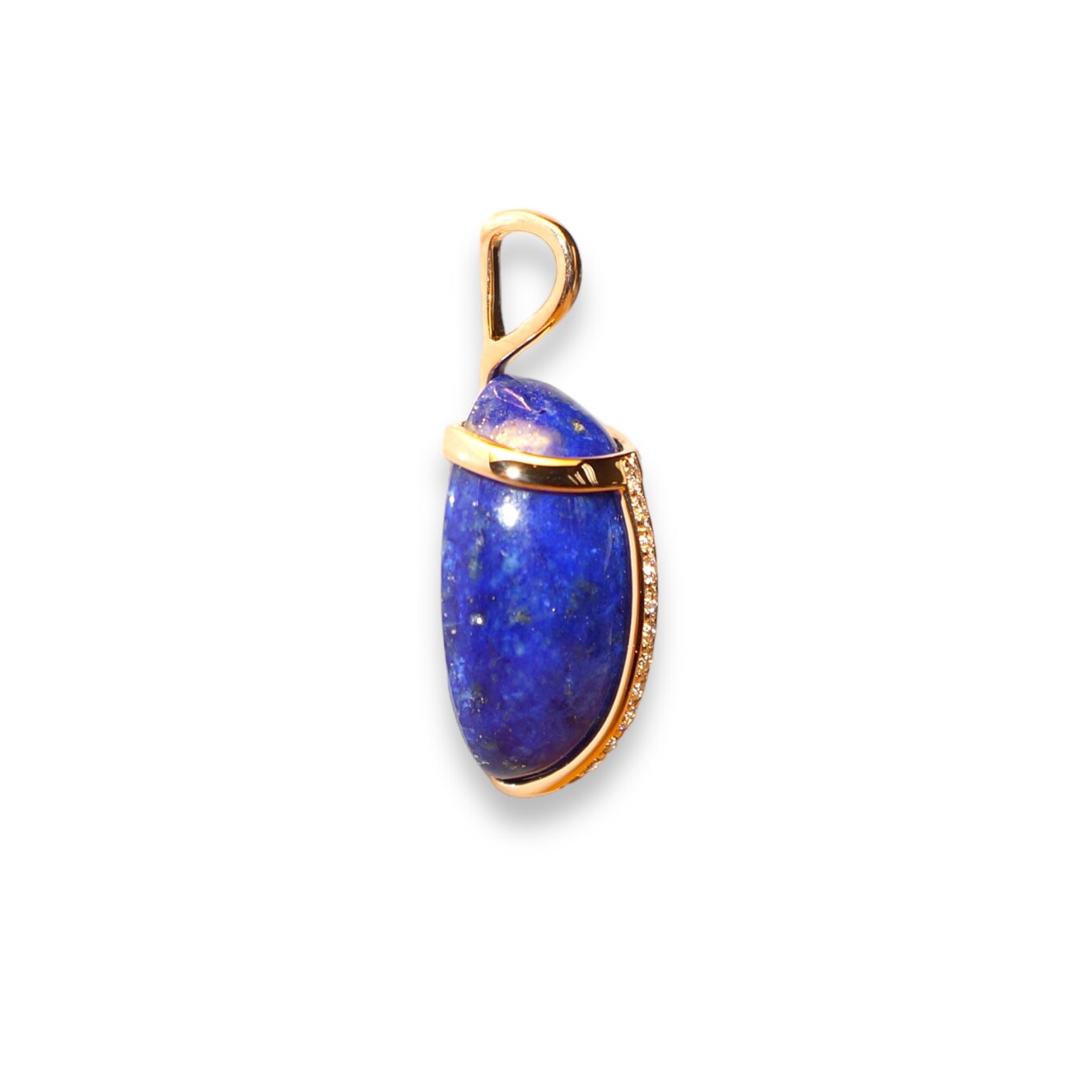 Pendentif Scarabée Lapis Lazuli et Diamants, Or Rose