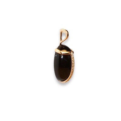 Pendentif Onyx et Diamants, Or Rose