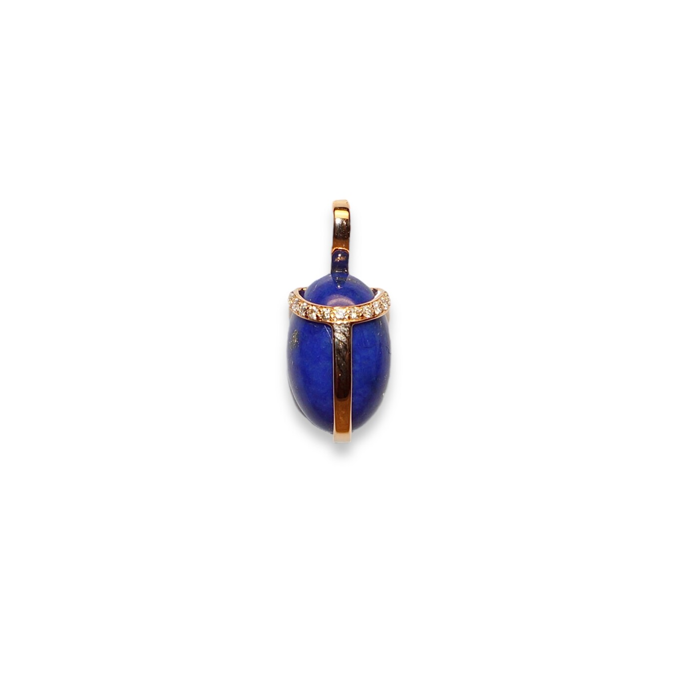Pendentif Scarabée Lapis Lazuli et Diamants, Or Rose