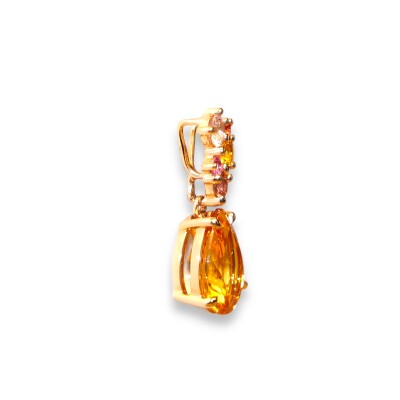 Pendentif Collection Emotion, Citrine, Tourmaline, Saphir Rose et Jaune et Rose de France, Or Rose