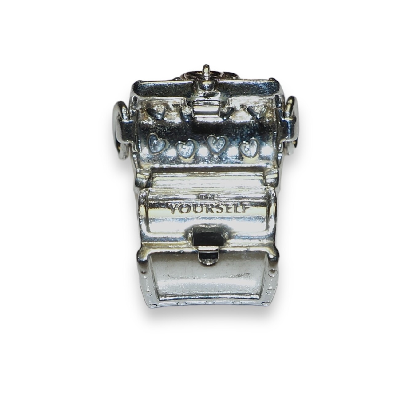 Charm Pandora, Malle Be Yourself avec petit cœur Diamant, En argent et Or 14Ct