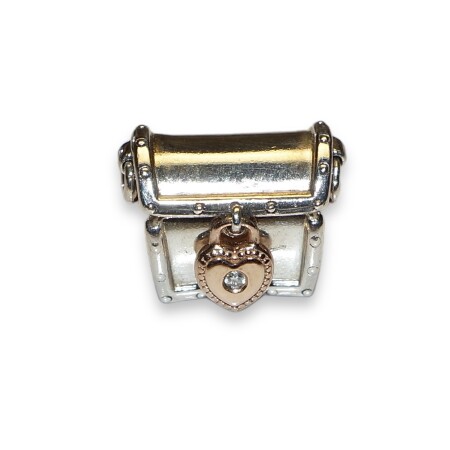 Charm Pandora, Malle Be Yourself avec petit cœur Diamant, En argent et Or 14Ct