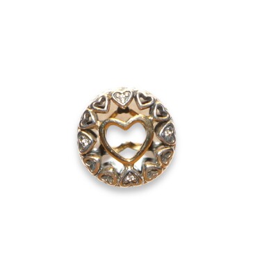 Charm Pandora Ajouré Argent, Oxyde de zirconium et Coeur Jaune en Or 14K