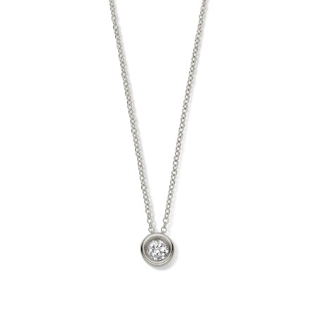 Collier Diamant Serti Clos, Or Blanc Diamants