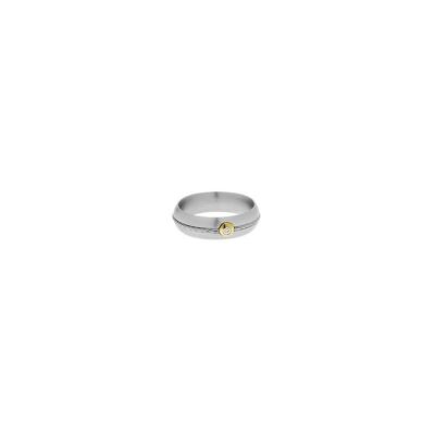 Bague Acier, Diamant et Or Jaune