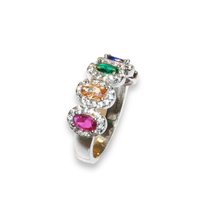 Bague Argent, Multi Oxyde Multicolores