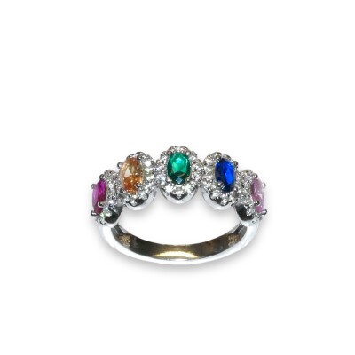 Bague Argent, Multi Oxyde Multicolores