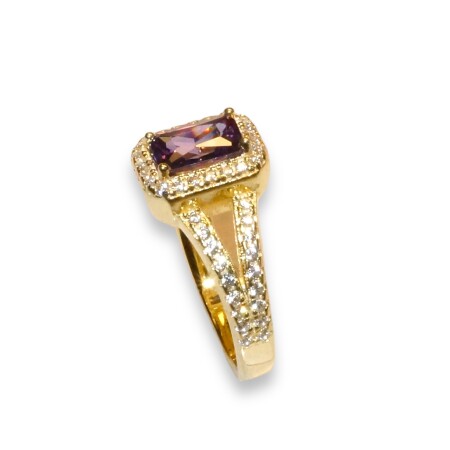 Bague Argent Dorée, Oxyde Violet