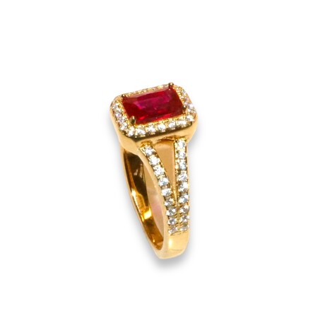 Bague Argent Dorée, Oxyde Rouge