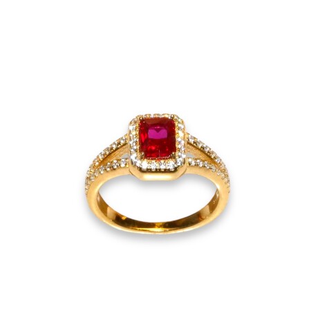 Bague Argent Dorée, Oxyde Rouge