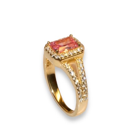 Bague Argent Dorée, Oxyde Rose