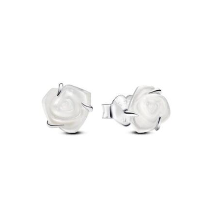 Clous d’Oreilles Rose Épanouie Blanche