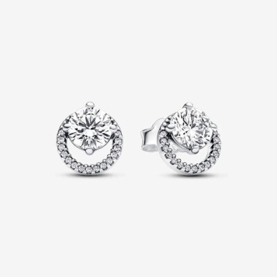 Boucles d'oreilles femme en argent sterling avec zircons transparents Pandora