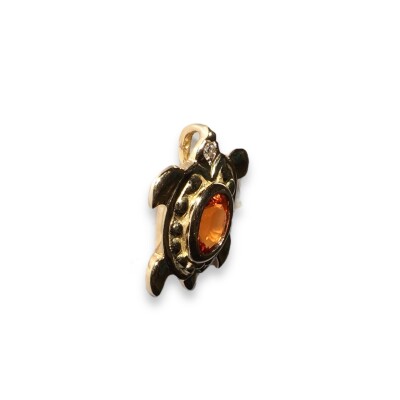 Pendentif Tortue, Or Jaune Diamants et Grenat Spessartite