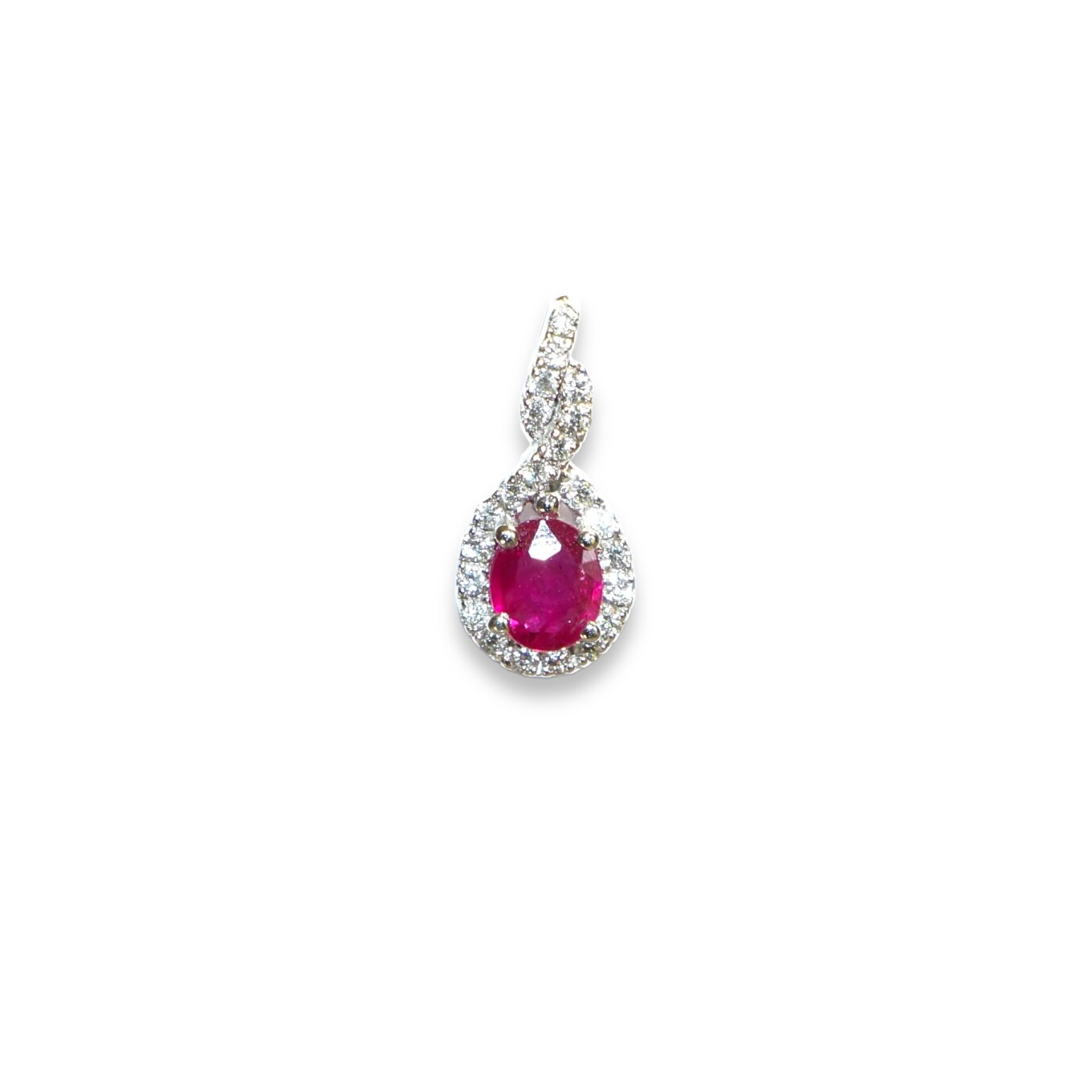 Pendentif Rubis et Diamants, Or Blanc