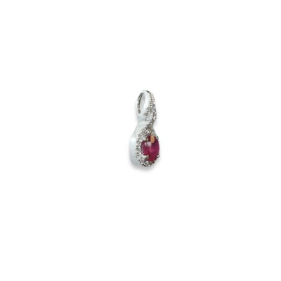 Pendentif Rubis et Diamants, Or Blanc