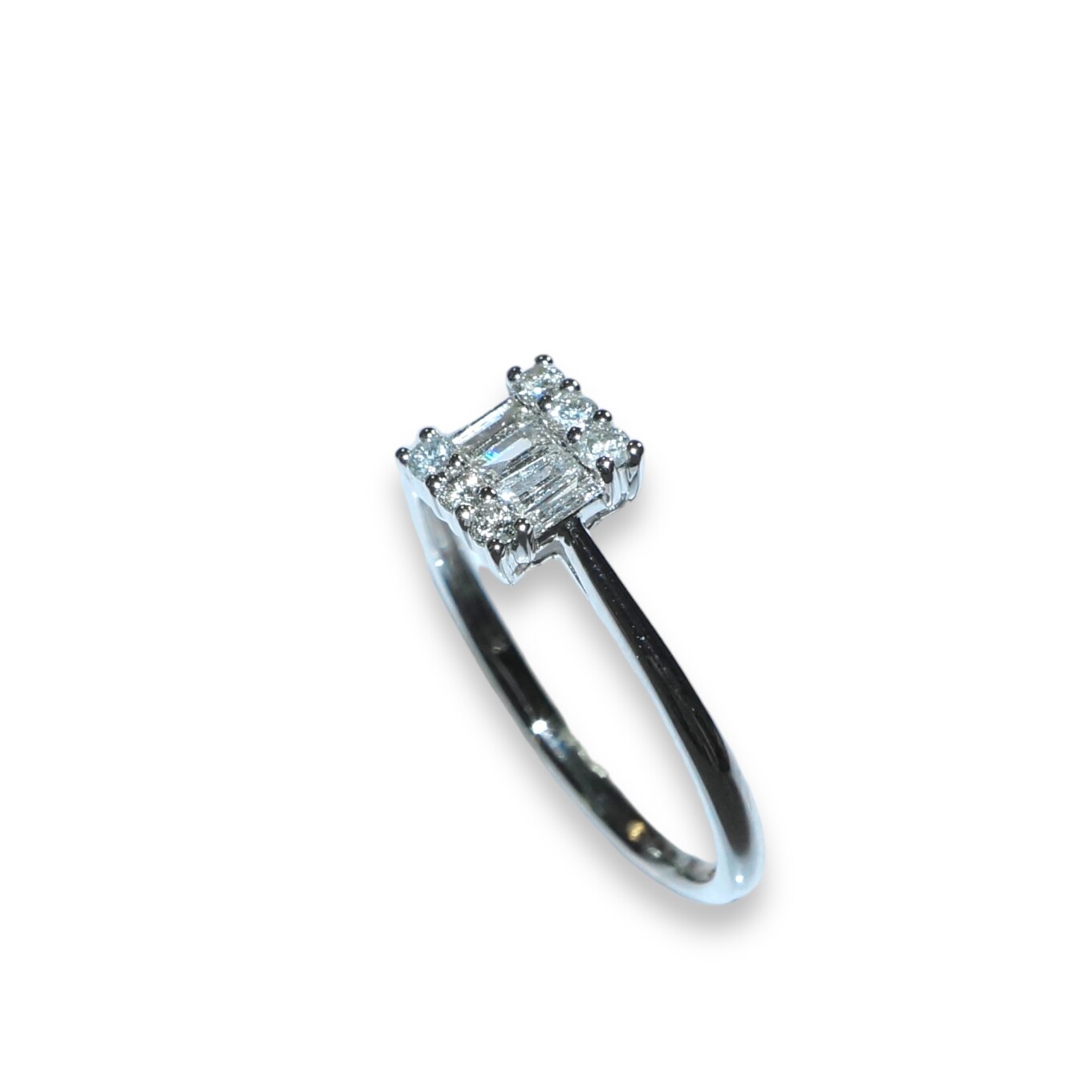 Bague Or Blanc, Diamants Baguette