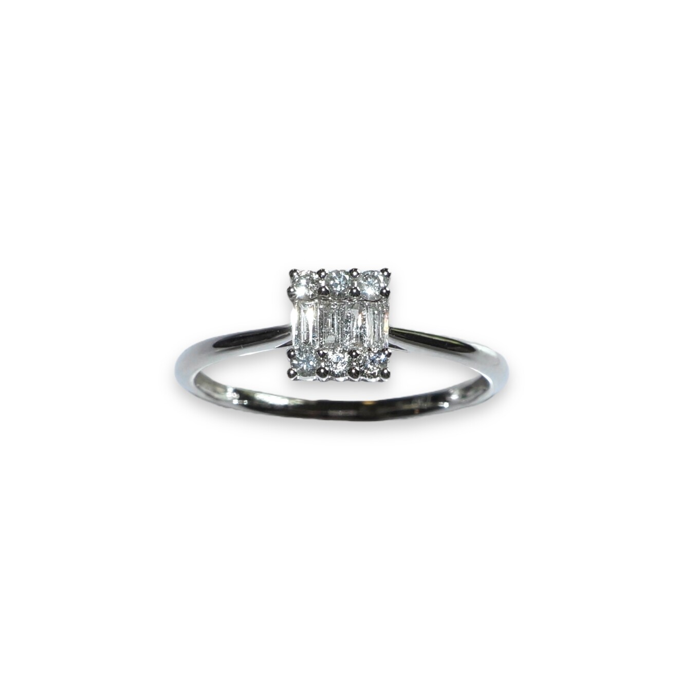 Bague Or Blanc, Diamants Baguette