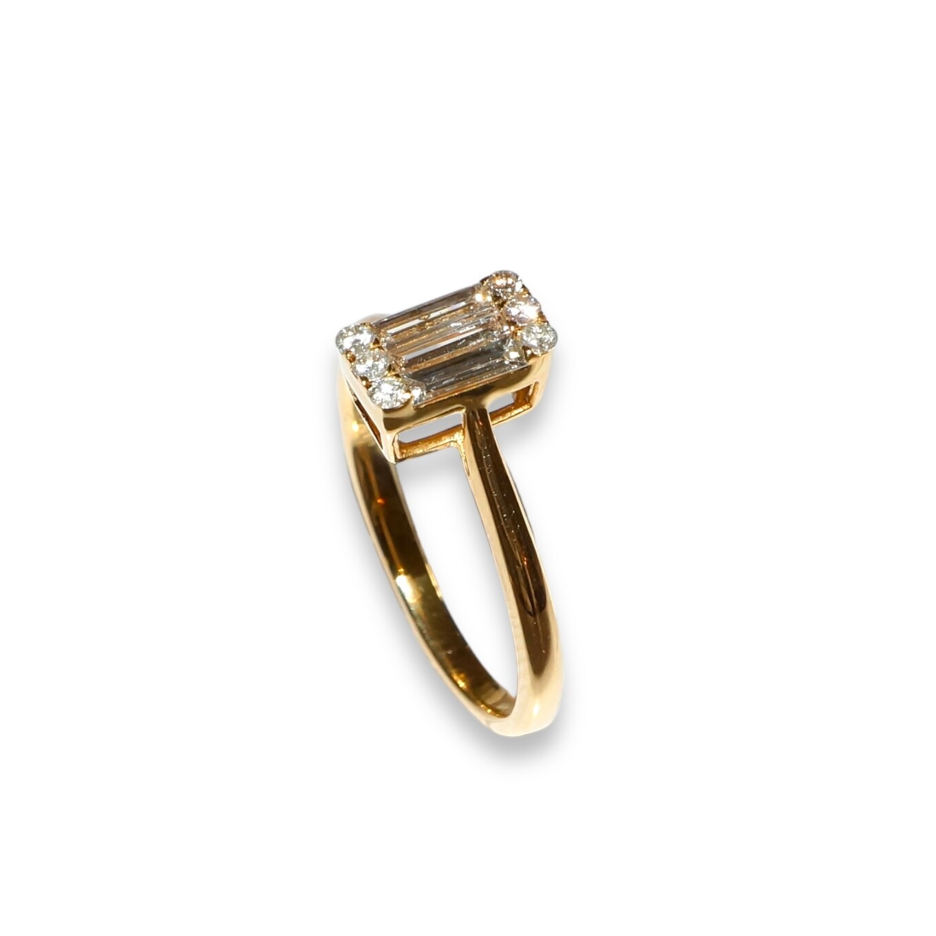 Bague Or Jaune, Diamants Baguette