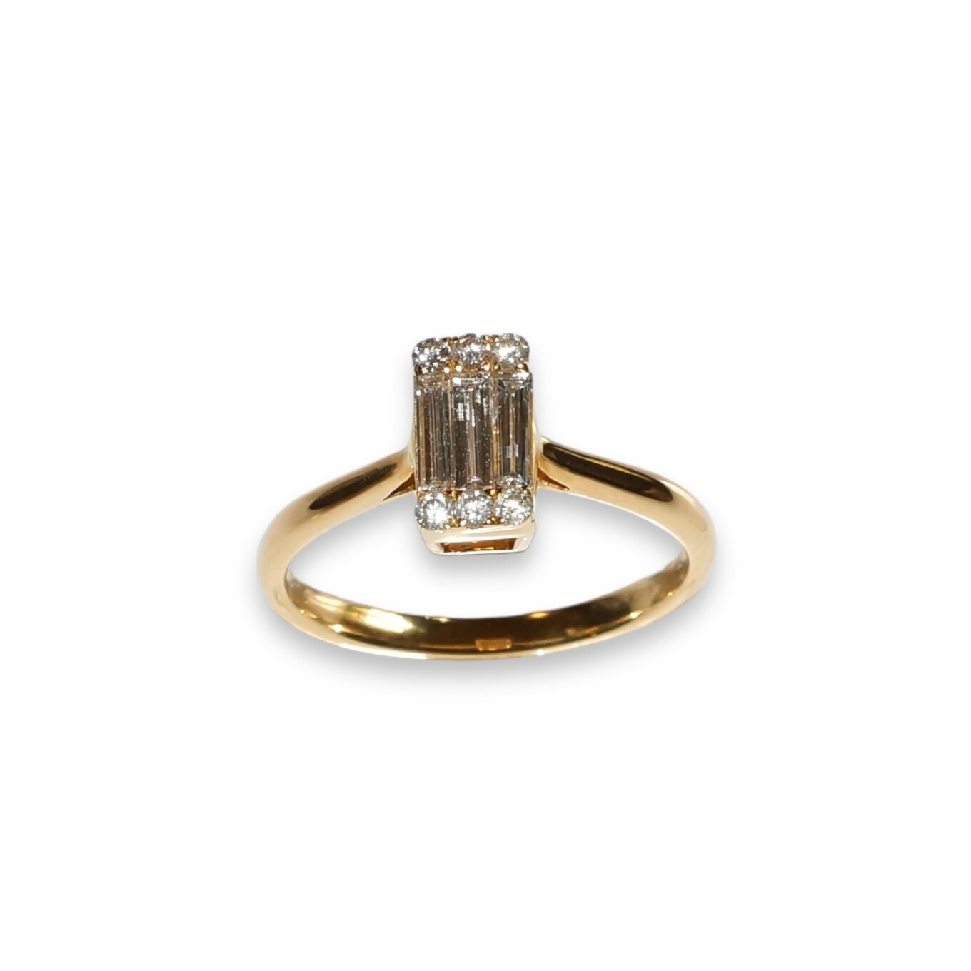 Bague Or Jaune, Diamants Baguette