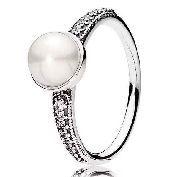 Bague Pandora, Argent Perle et Oxyde de Zirconium