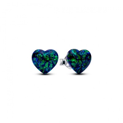 Clous d\'Oreilles Cœur Vert Opalescent