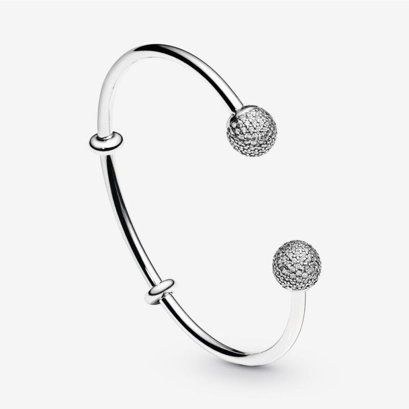 Bracelet Jonc Ouvert, Argent et Oxyde de Zirconium