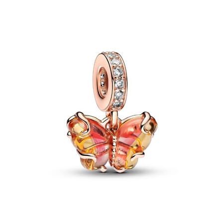 Charm Pendant Papillon Murano Rose et Jaune