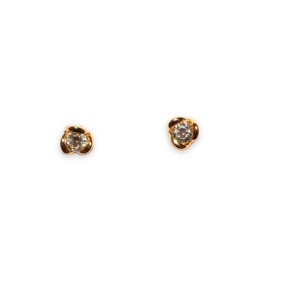 Boucles D’oreilles Fleurs Or Jaune Diamants