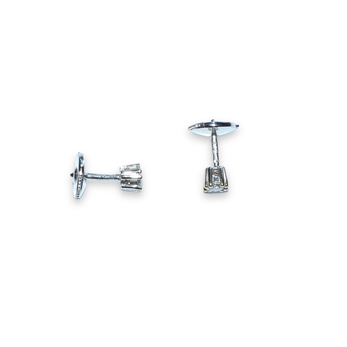 Boucles D’oreilles Puces Or Blanc Diamants 0.30cts