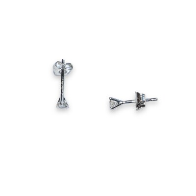 Boucles D’oreilles Puces Diamants 0.110ct, Or Blanc