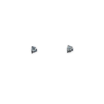 Boucles D’oreilles Puces Diamants 0.110ct, Or Blanc