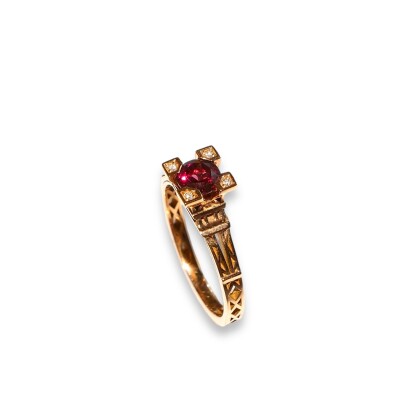 Bague Baby French Kiss Rhodolite et Diamants, Or Rose