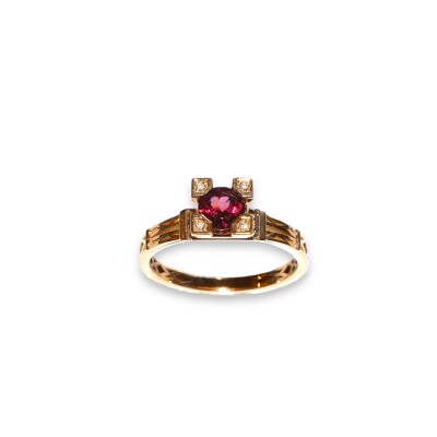 Bague Baby French Kiss Rhodolite et Diamants, Or Rose