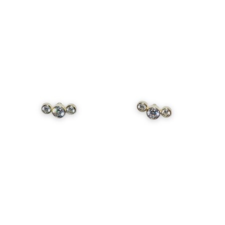 Boucles D’oreilles Boutons, Or Jaune Oxyde de Zirconium