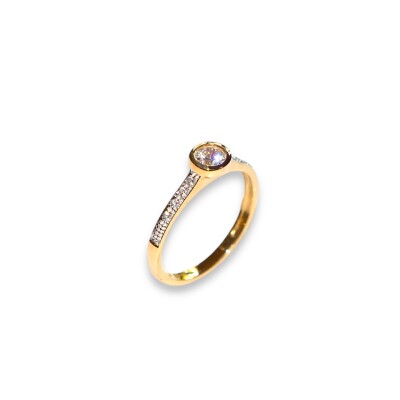 Bague Or Jaune, Serti clos Oxyde de Zirconium