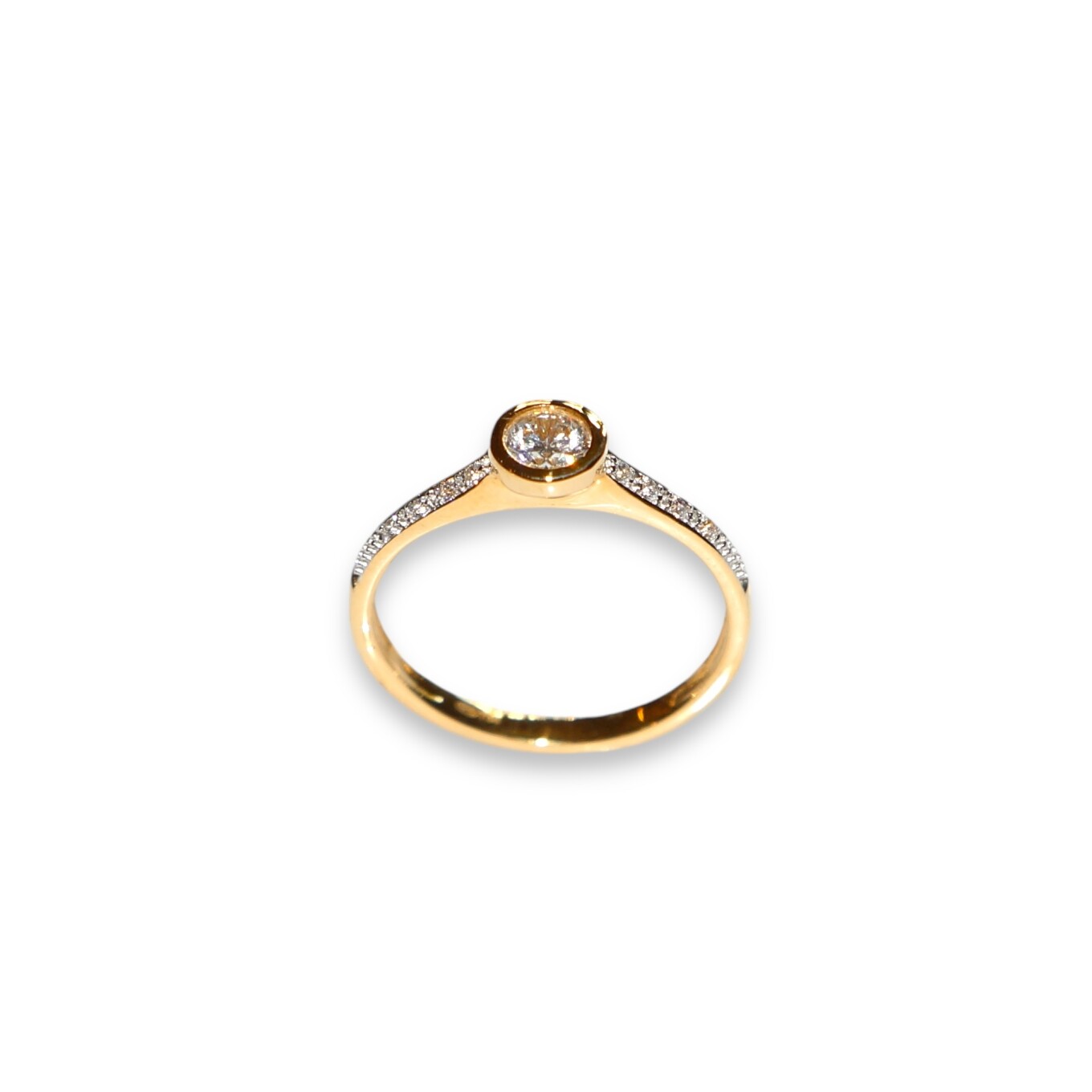 Bague Or Jaune, Serti clos Oxyde de Zirconium