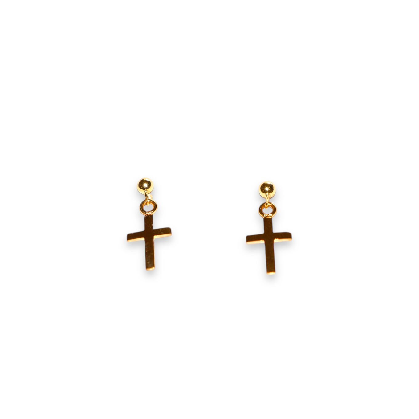 Boucles D’oreilles Pendantes Croix, Or Jaune