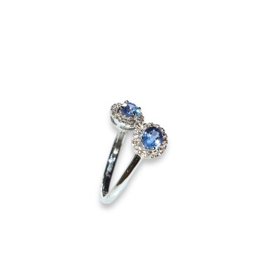 Bague Toi & Moi Saphirs et Diamants, Or Blanc